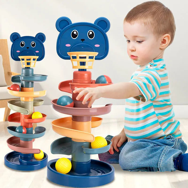 Bright Stacking Tower & Racing Track - Fun & Learning for Toddlers!