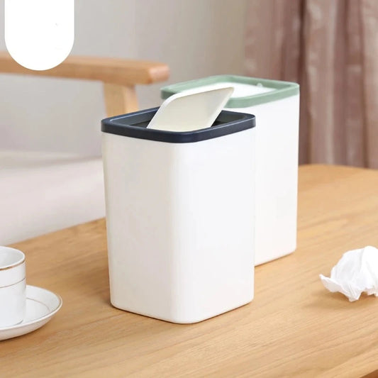 Mini Desktop Waste Bin with Rolling Cover - High Quality Trash Can